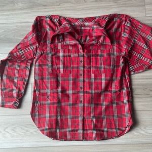 LOFT Super-Soft Red Plaid Button-Up Shirt